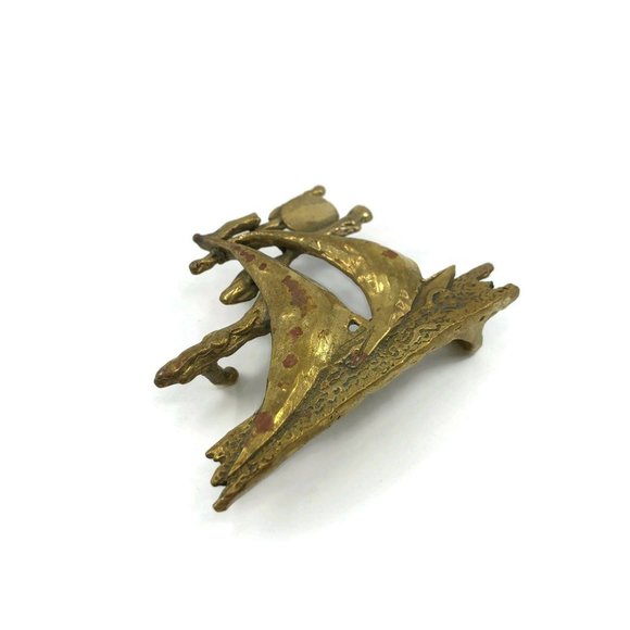 1977 Ivan Hyden Brass Sailboat Belt Buckle main image 5